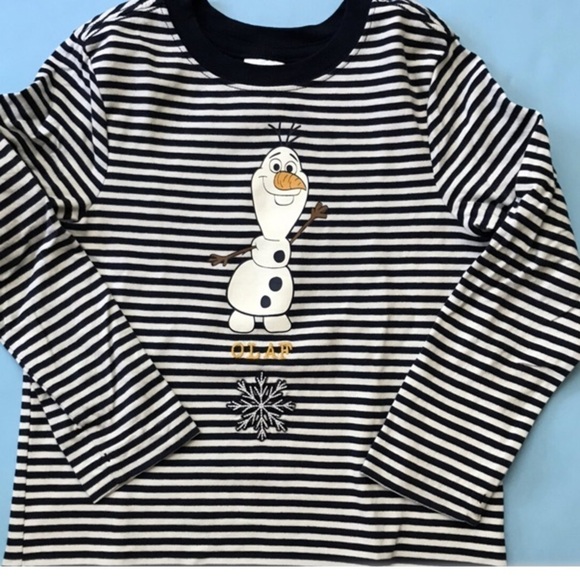 Hanna Anderson‎ Disney Frozen Olaf Tee striped size 12 cotton - Picture 1 of 5